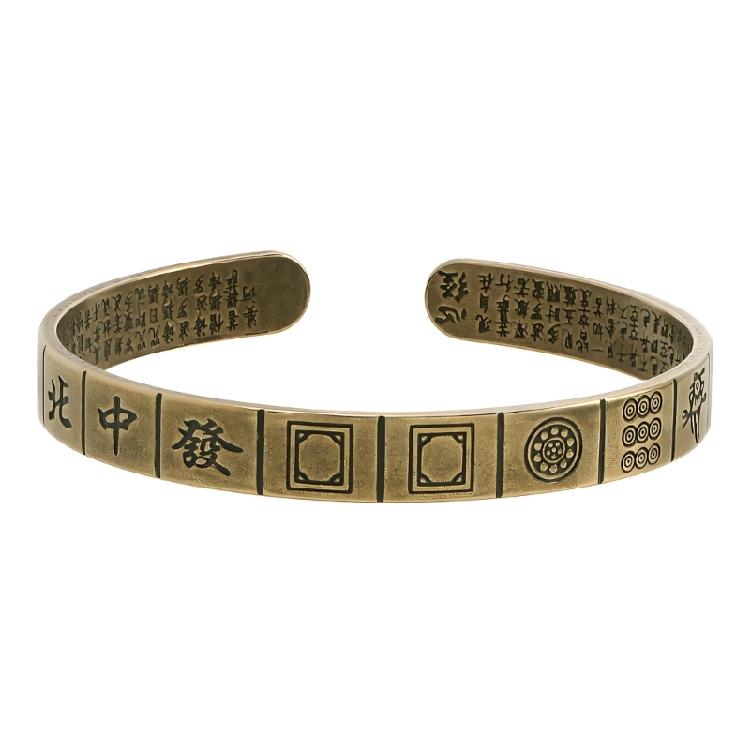 

Классический открытый латунный браслет с состаренной отделкой и деталями в буддийском стиле Латунный браслет для модных аксессуаров 1
