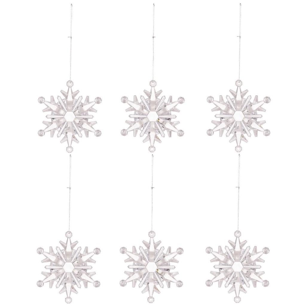 6-Piece Acrylic Snowflake Ornaments Set for Christmas Trees and Windows