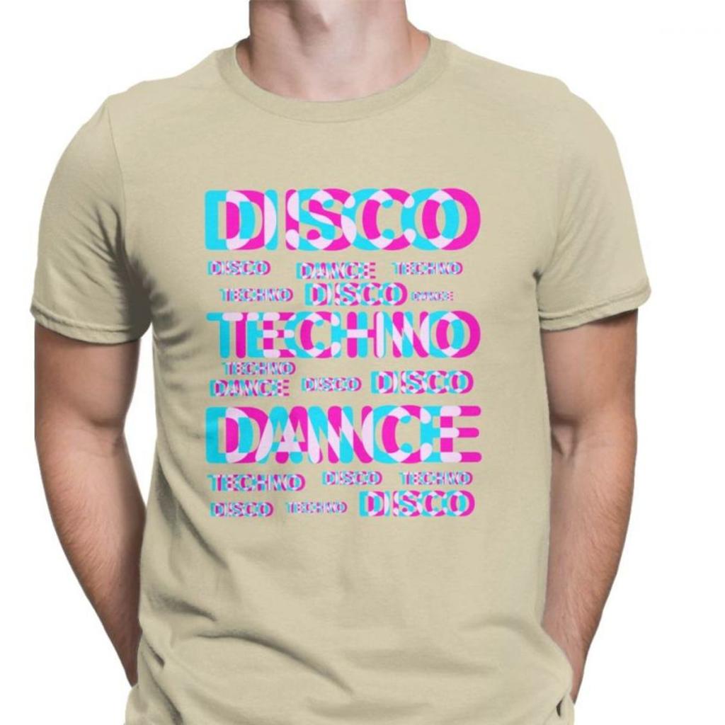 Disco Dance Techno T Shirts Men Cotton Novelty T-Shirt Music Audio Trance Hardcore Tee Fitness Clothes Christmas Day