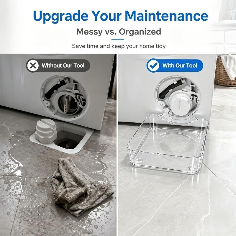 Washing Machine Drain Pan Funnel Tray, Leak Proof Drip Tray for Floor Protection, Heavy Duty Plastic Drainage System for Laundry