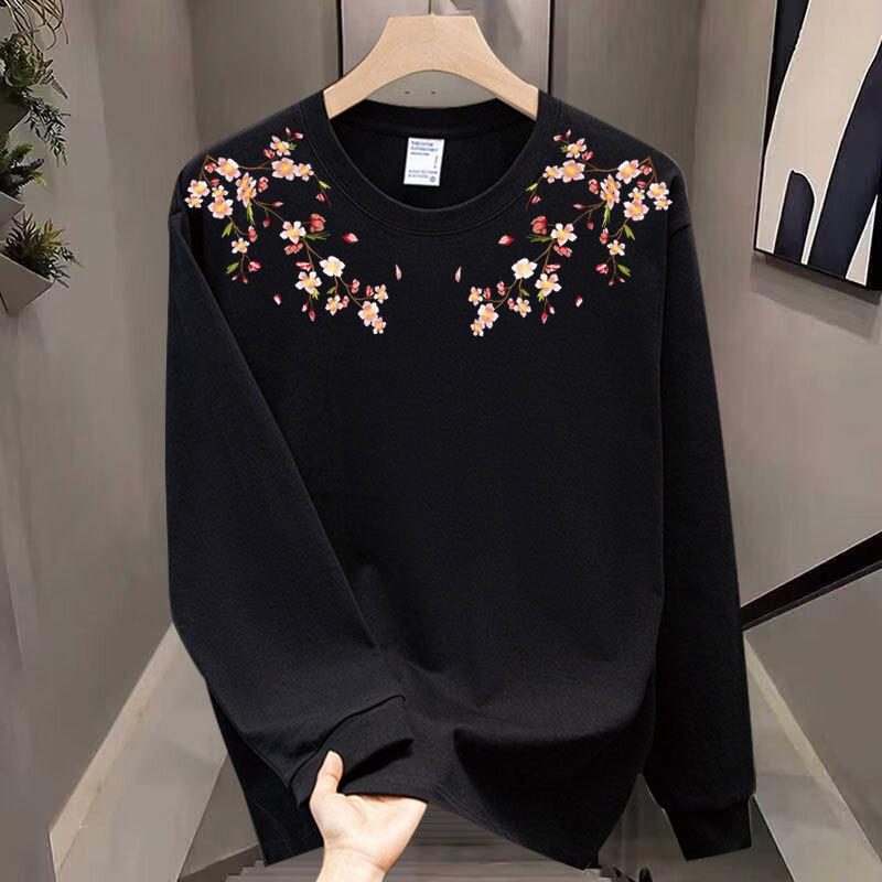 American Trendy Brand Pure Cotton T-Shirt Men'S Bottoming Shirt Long-Sleeved Trendy Autumn And Winter Men'S And Women'S Crew Neck Sweater
