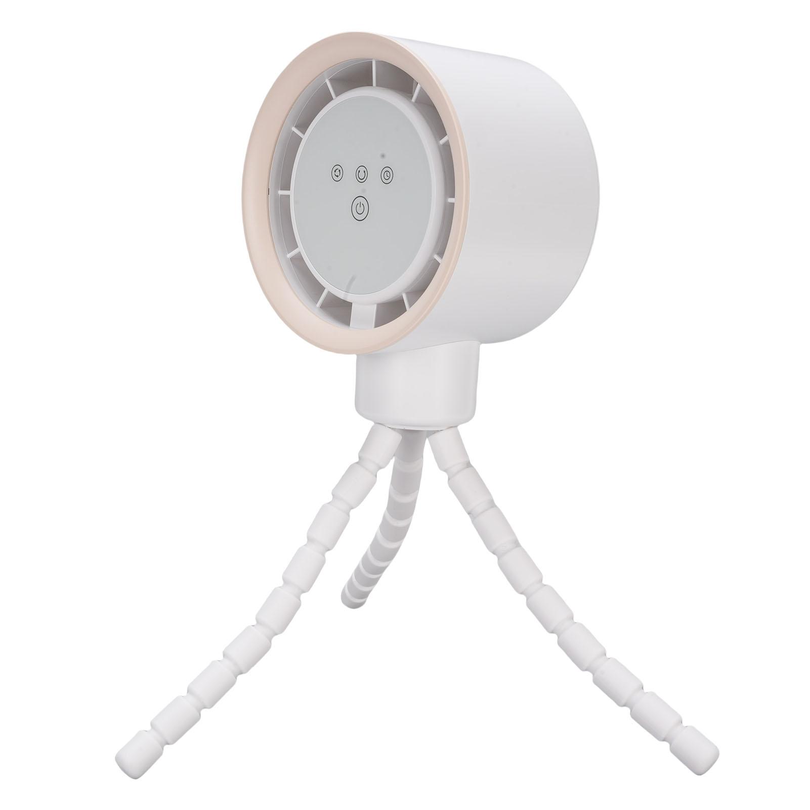 

Battery Operated Stroller Digital Diaplay 360 Degree Oscillation Fan Tripod Clip On Flexible Fan 4000mAh белый