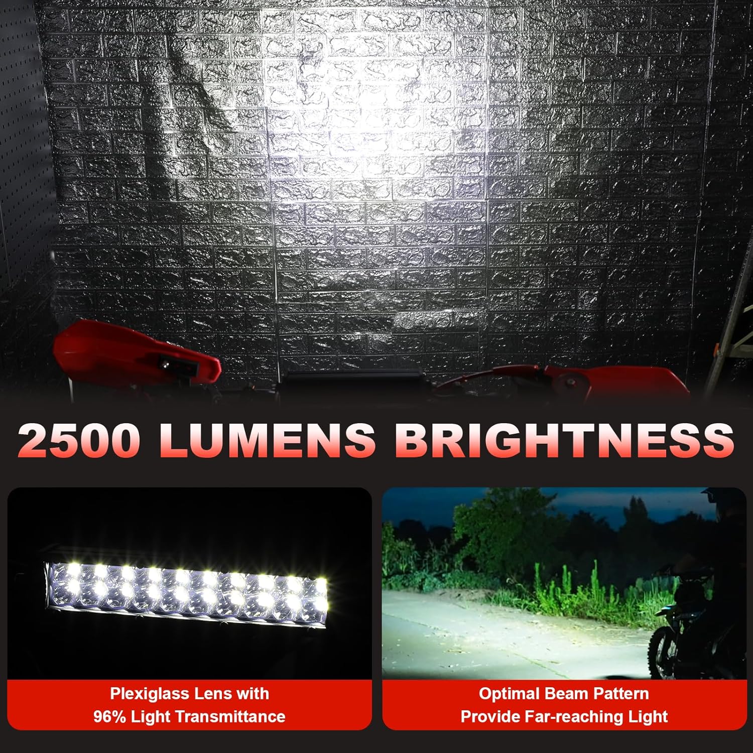 

CHANGCHENG 60W 2500LM Dirt Bike Light Bar, Plug-n-Play LED Headlight for CRF110 CRF125 KLX110 TTR110 DRZ400 CRF250 CRF450 KLX140Rf, Universal 7/8