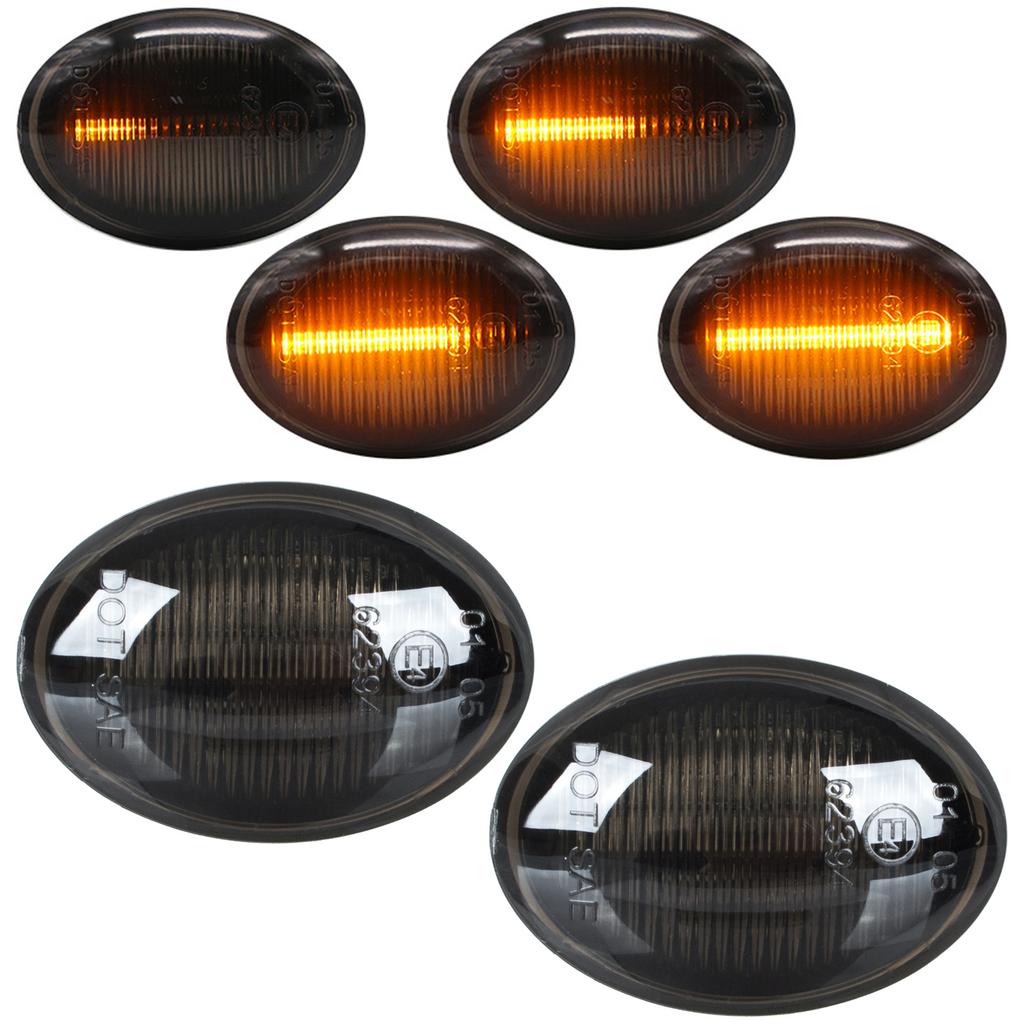 Fiat 500 500C 500L 2007- LED Side Indicator SMOKED DYNAMIC 2 Pcs. SET