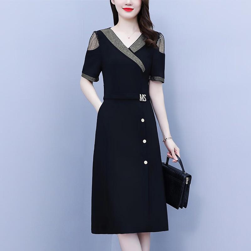 Elegant Rhinestone A-Line Midi Dress for Plus Size Women