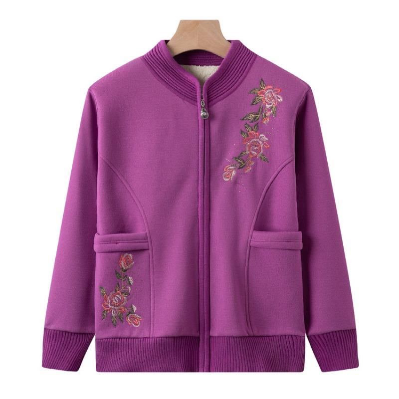 

Одежда для мам среднего возраста, осенне-зимняя бархатная вязаная куртка для женщин, среднего и пожилого возраста, бабушки, кардиган на молнии, новые модели 4XL (recommended 140-80kg) фиолетовый