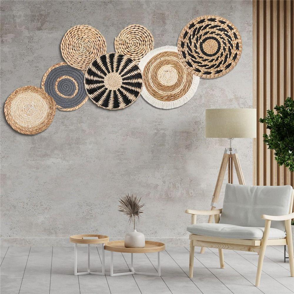 Round Shape Boho Wall Baskets Wall Decor  For Farmhouse, Living Room, Bedroom, Table, Kitchen, Home