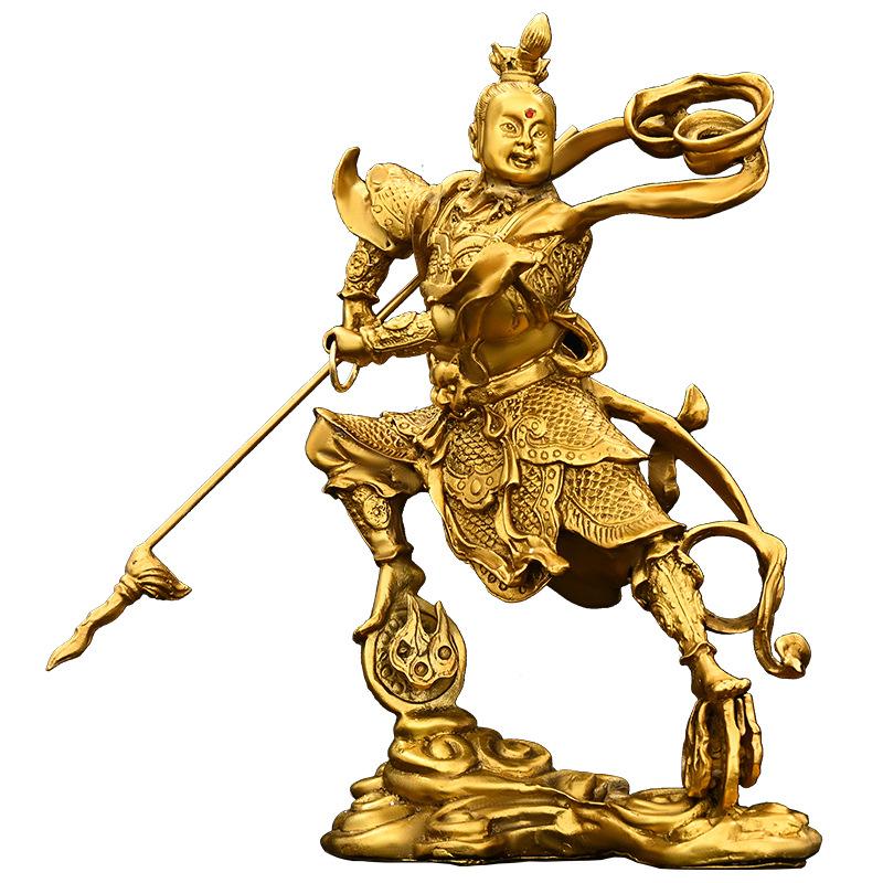 All-Copper Nezha Statue Third Prince Middle Altar Marshal Tongtian Taishi Home Living Room Shop Small Copper Guardian Deity Stat