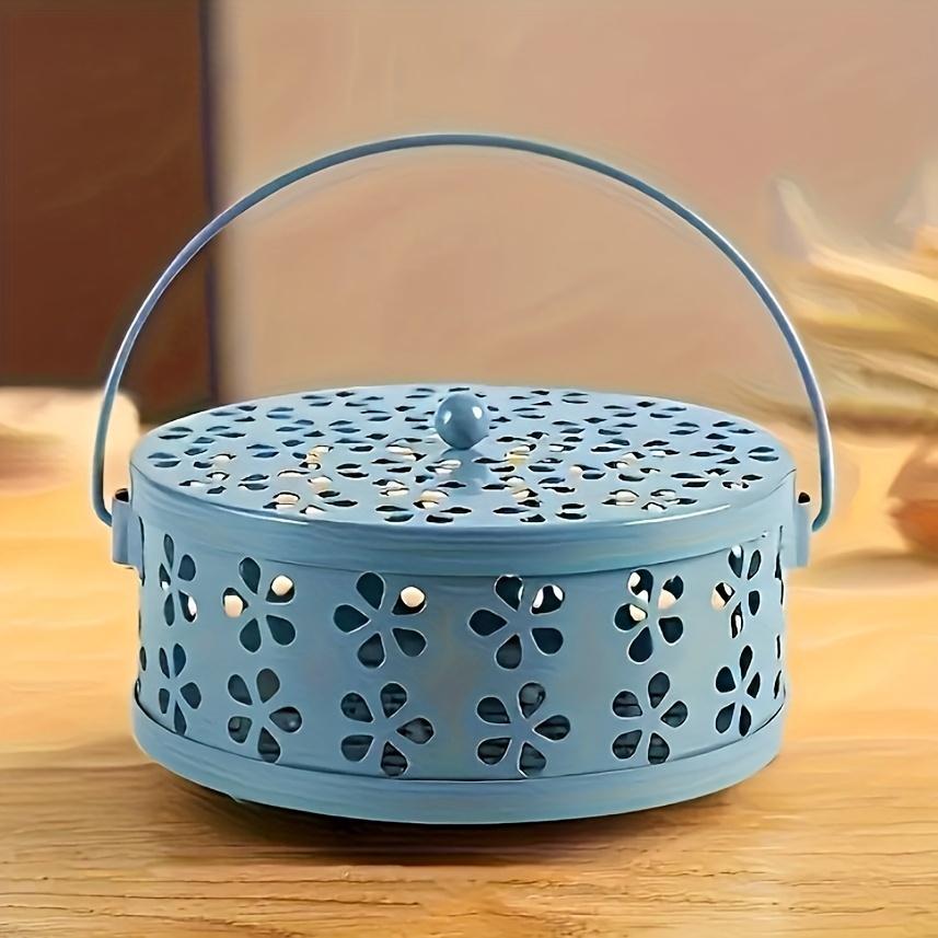 Vintage Gusseisen Mückenabwehrspulenbox - Florales Hohlkunstdesign | Outdoor Camping Mückenabwehr Artefakt + Heimherd | Tragbarer Griff Reiseset