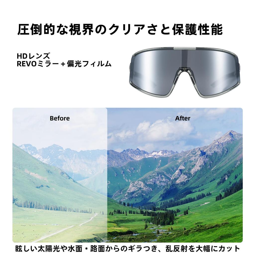 [ROCKBROS] Polarized Sunglasses, Sports Sunglasses, UV400 TAC Polarized Lenses, for Fishing, Cycling, Road Bike, Hiking, Golf, Tennis
