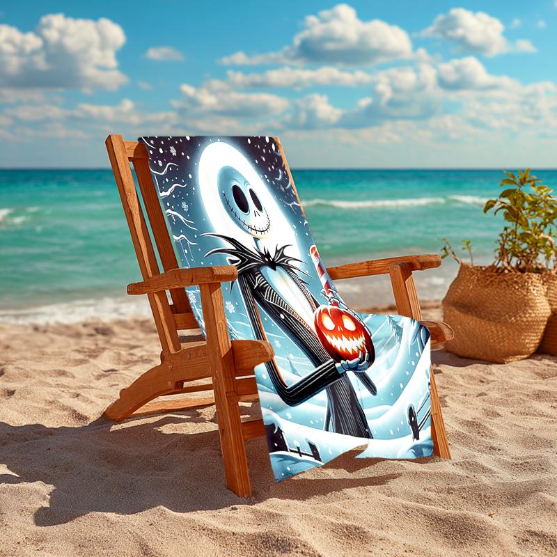 1Pc Nightmare Before Christmas Beach Towel, Quick Dry, Multi-Use for Beach Pool Gym Yoga Home Travel, Christmas, Halloween, Xmas Gift S537