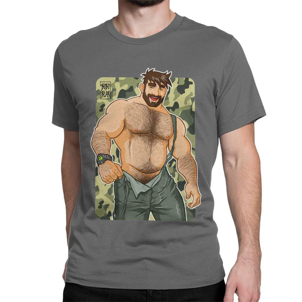 Herren Adam Likes Latzhosen Camouflage Gay Bär T-Shirt Baumwoll-Tops Neuheit Kurzarm Rundhals T-Shirt Grafik-T-Shirts