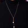 Fashion Simple Silver Pearl Necklace for Women Long Tassel Pull Design Clavicle Chains Necklace Party Jewelry Accessories