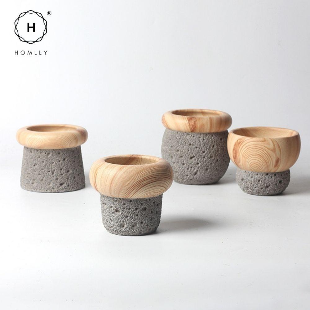 Homlly Nordic Cement Bonsai Green Flower Pot (Different Shapes)  ( X3PCS)