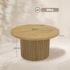Round Wooden Coffee Table, Fluted Legs, Natural Wood Effect