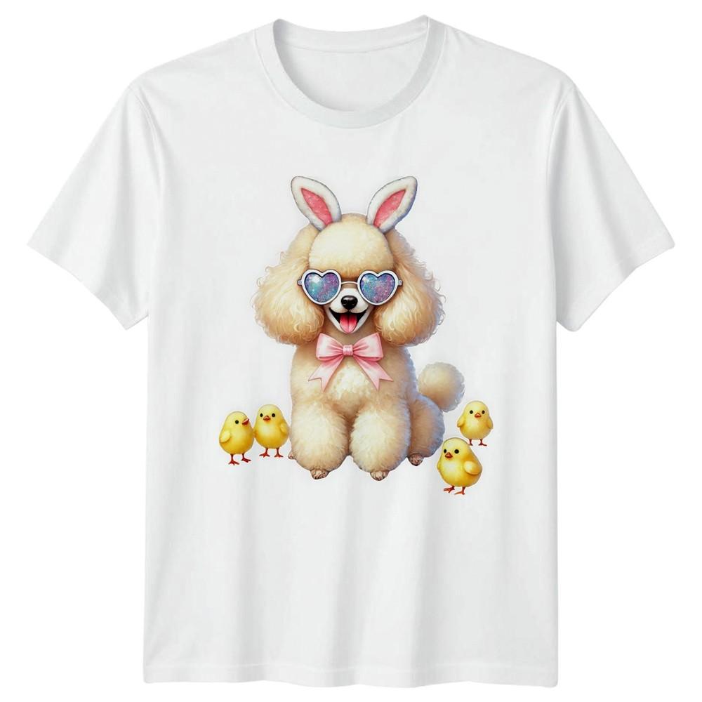 Poodle Wearing Bunny Ears Sunglasses And Unisexs TShirt Poodle Dogs Easter S