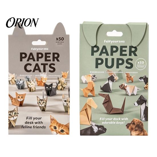 3D Animal Paper Folding Origami Craft Kit, DIY Cat Dog Set with Instruction, Handmade Desktop Decoration Fun Screen?Free Art Activity, Creative
