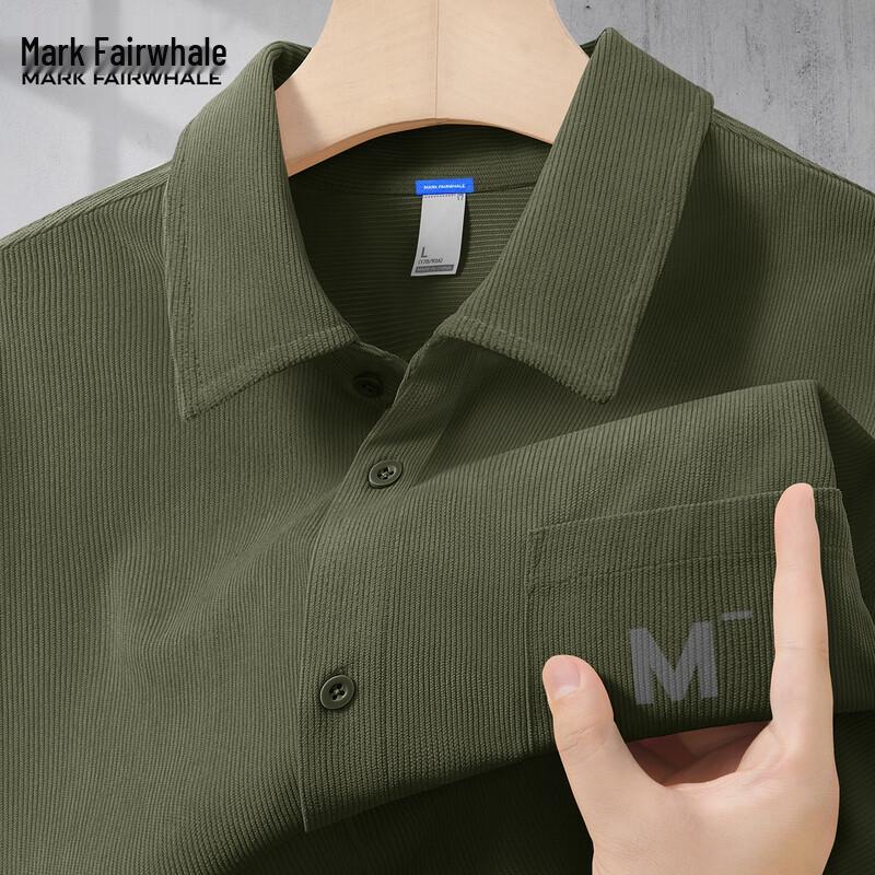 

Mark Fairwhale Men s Corduroy Letter Print Shirt Jacket 2XL