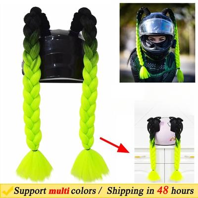 2pcs/pair New Motorcycle Helmet Braids Woman Braids Wig For Motorbike Helmets 164 Colors Twist Dual Pigtail Ponytail With Sucker