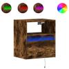 VidaXL Meuble TV mural avec lumières LED chêne fumé 41x31x45 cm, meuble TV suspendu au mur, unité TV flottante, support TV 852321