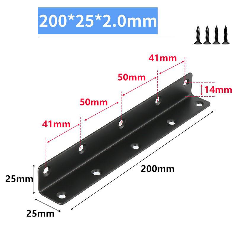 1Pcs of Stainless Steel and Black Paint Thickened Corner Code and L-Shape Triangular Flat Connector Fixed with Screws