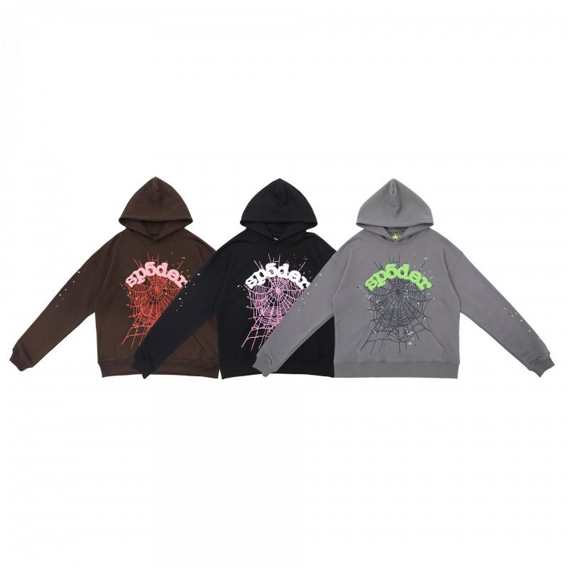 Sp5der Mikina Oversized Bavlněný Pulovr S Pěnovým Potiskem Písmen Unisex Streetwear Mikina Pro Teenagery Dospělé