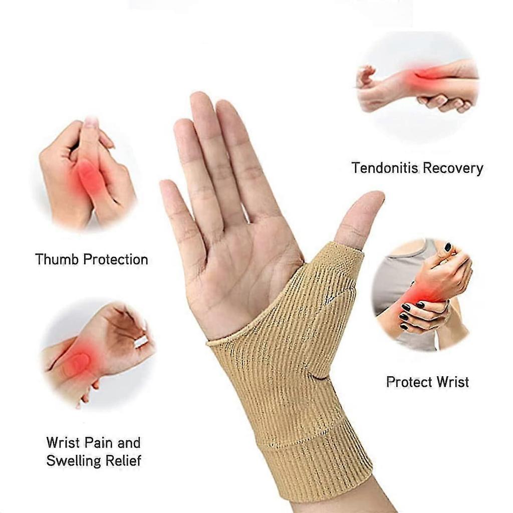 Wrist And Thumb Support Braces, 1 Pair Breathable Thumb Compression Arthritis Gloves With Gel Thumb Injury Pads For Thumb Pain Relief From Sprains, Te