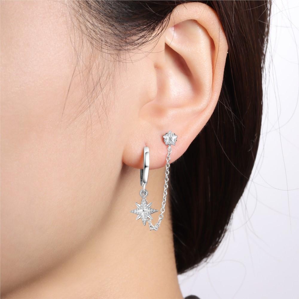 Orstarry S925 Silver Octagonal Tassel Earrings Women Hoop Jewelry Birthday Party Gifts