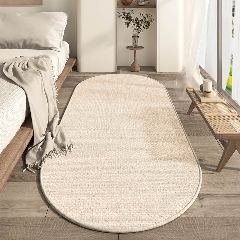 Modern Simple Curve Geometric Carpet Light Beige Loop Pile Material Bedroom Living Room Non-Slip Floor Mat Home Decor