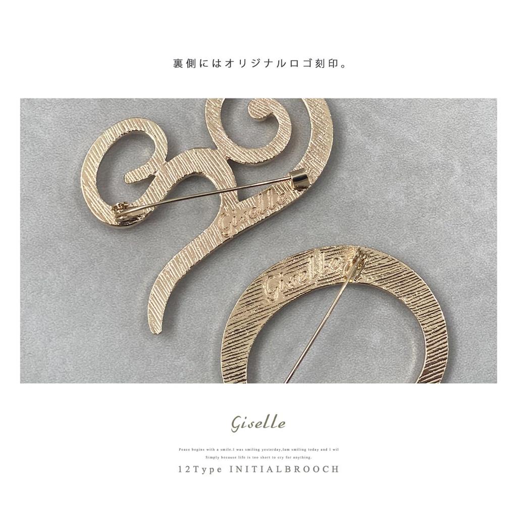 Pearl Brooch Initial Alphabet Pin Badge for Women [Gisele] (Initial M)