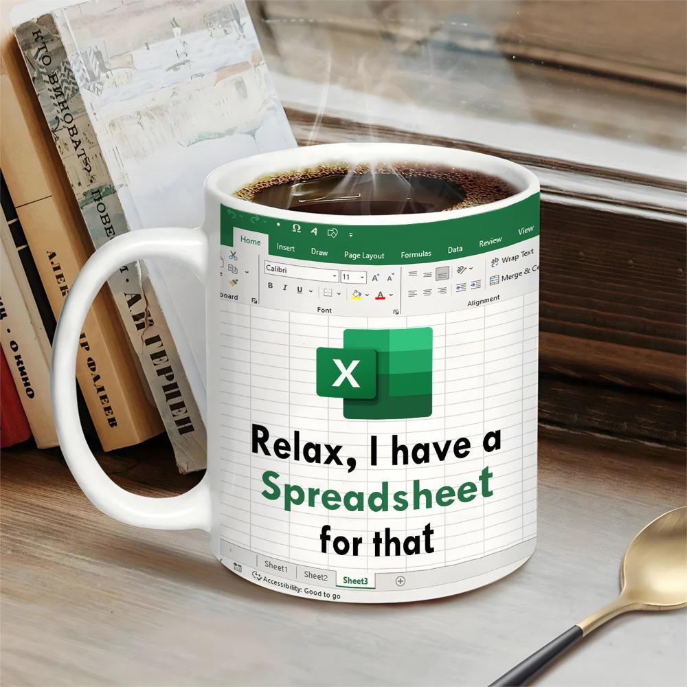 Excel-Freak im Bett, Weiße Tasse, Frühstückskaffee und Tee, Wasserbecher, Weihnachtsgeschenk, Strumpffüller
