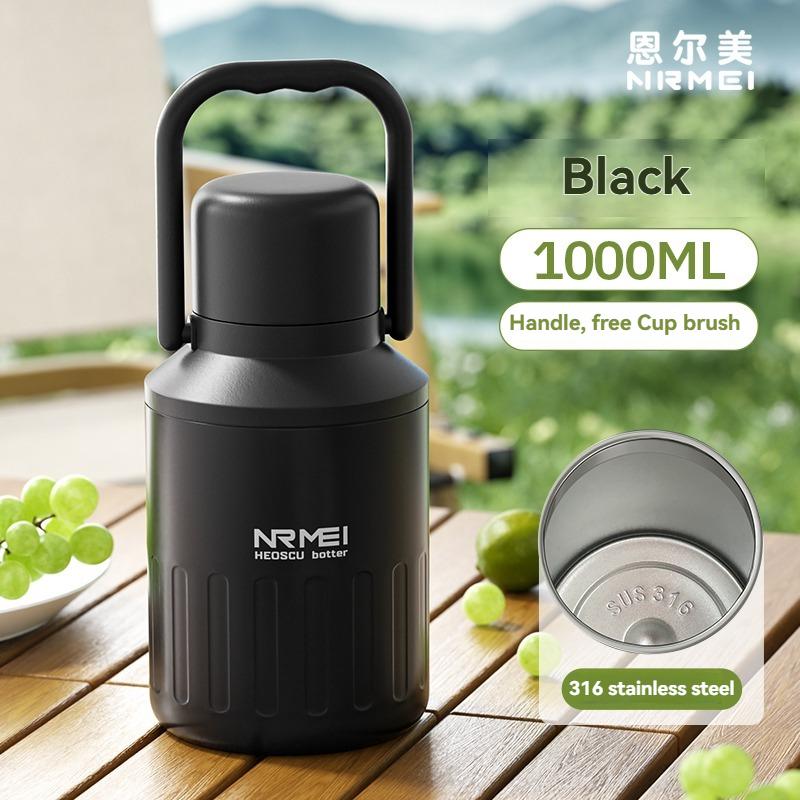 

1 л NRMEI Бутылка для воды Тамблер Кружка из нержавеющей стали Термос Вакуумные колбы Дорожный Офисный Автомобильный Многоразовый Термо с ручкой Подарок Девушка 1000ML