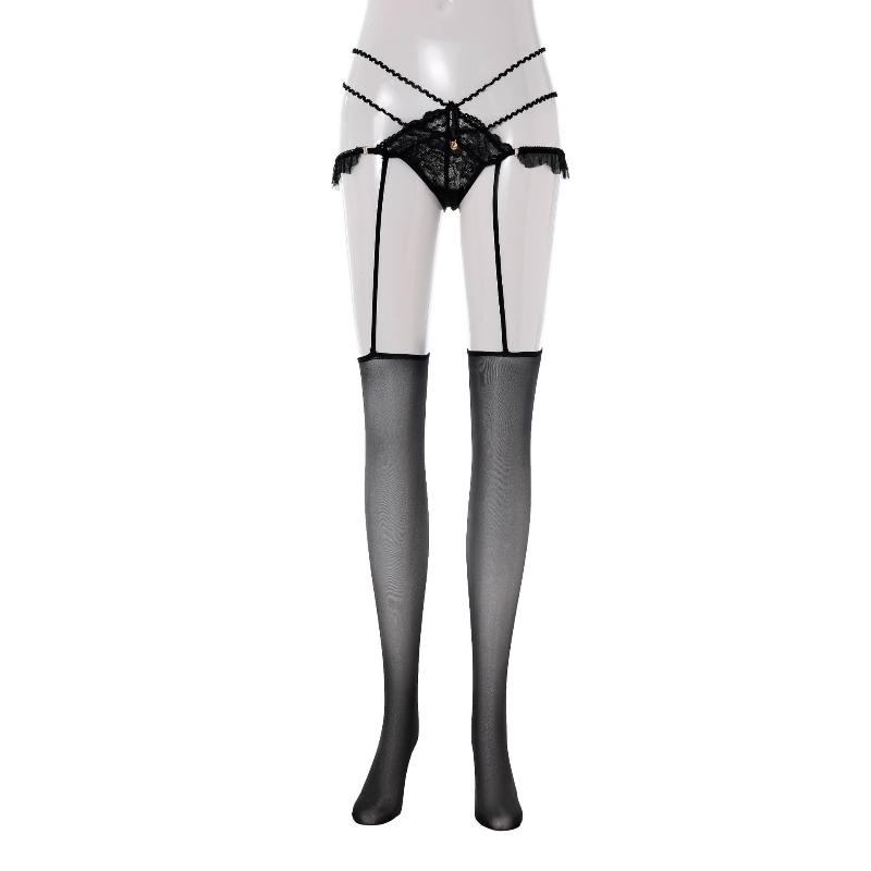 Sexy Women'S Stockings Lace G-String Garter Belt Socks Low Waist Hollow Thin Strap Sockings Transparent Socks Exotic Lingerie