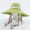 Women's fashion green eaves beach hat vacation photo modeling hat wide edge sun hat straw shade straw hat