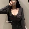 2025 Autumn/Winter Korean V-Neck Striped Base Layer T-Shirt – Sexy & Feminine Fit