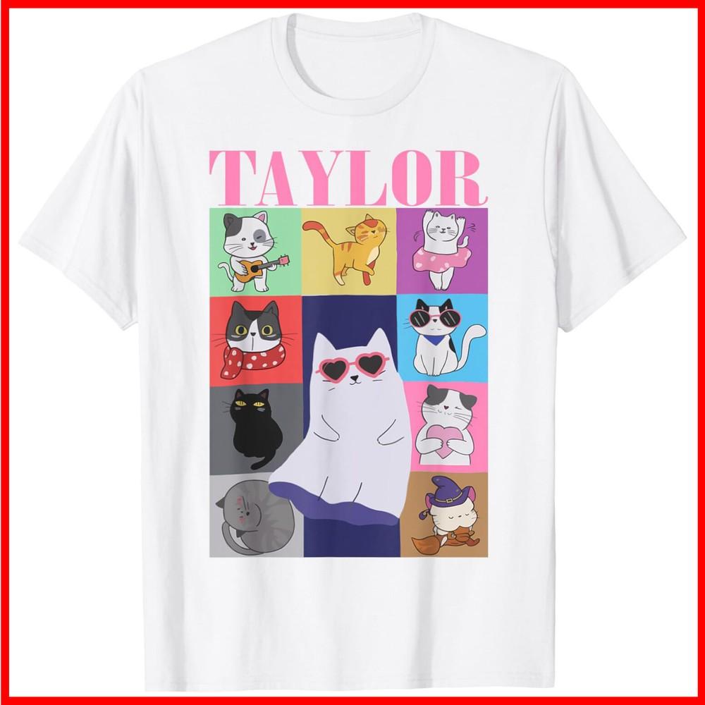 Taylor First Name I Love Taylor Girl Groovy 80 s Vintage White Cotton T-Shirt Unisex T-Shirt S