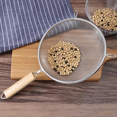 Stainless Steel Mesh Strainer with Wooden Handle Fine Mesh Filter Spoon Wire Sieve