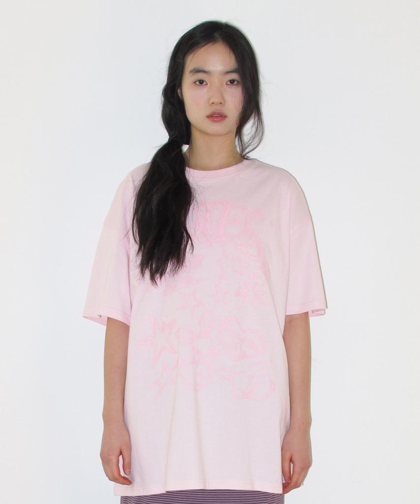 AMES-WORLDWIDE Rabbit Art Drawing Tee Pink