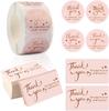 500/roll 3.8cm Hot Stamping 'Thank You for Your Purchase' Adhesive Stickers - Pink Card