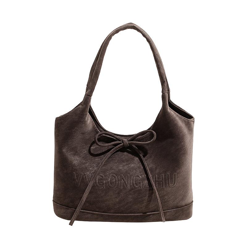 Faux Leather Tote Bag for Women Fashion Bow Handbag Tote Bag кофейный