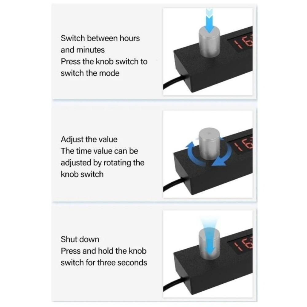 Interruttore Timer USB con Display Digitale Affidabile, Cavo di Alimentazione Regolabile Portatile, Interruttore di Spegnimento Automatico, Gestione Alimentazione