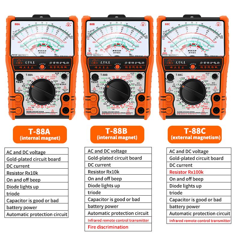 

NJTY High Precision Pointer Multimetro T88A T88B T88C AC DC 2500V Voltmeter Ammeter Resistor Analog Multimeter Tester tools