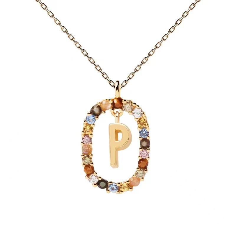 European & American Spanish Zircon Alphabet Necklace - Stylish Clavicle Chain Pendant