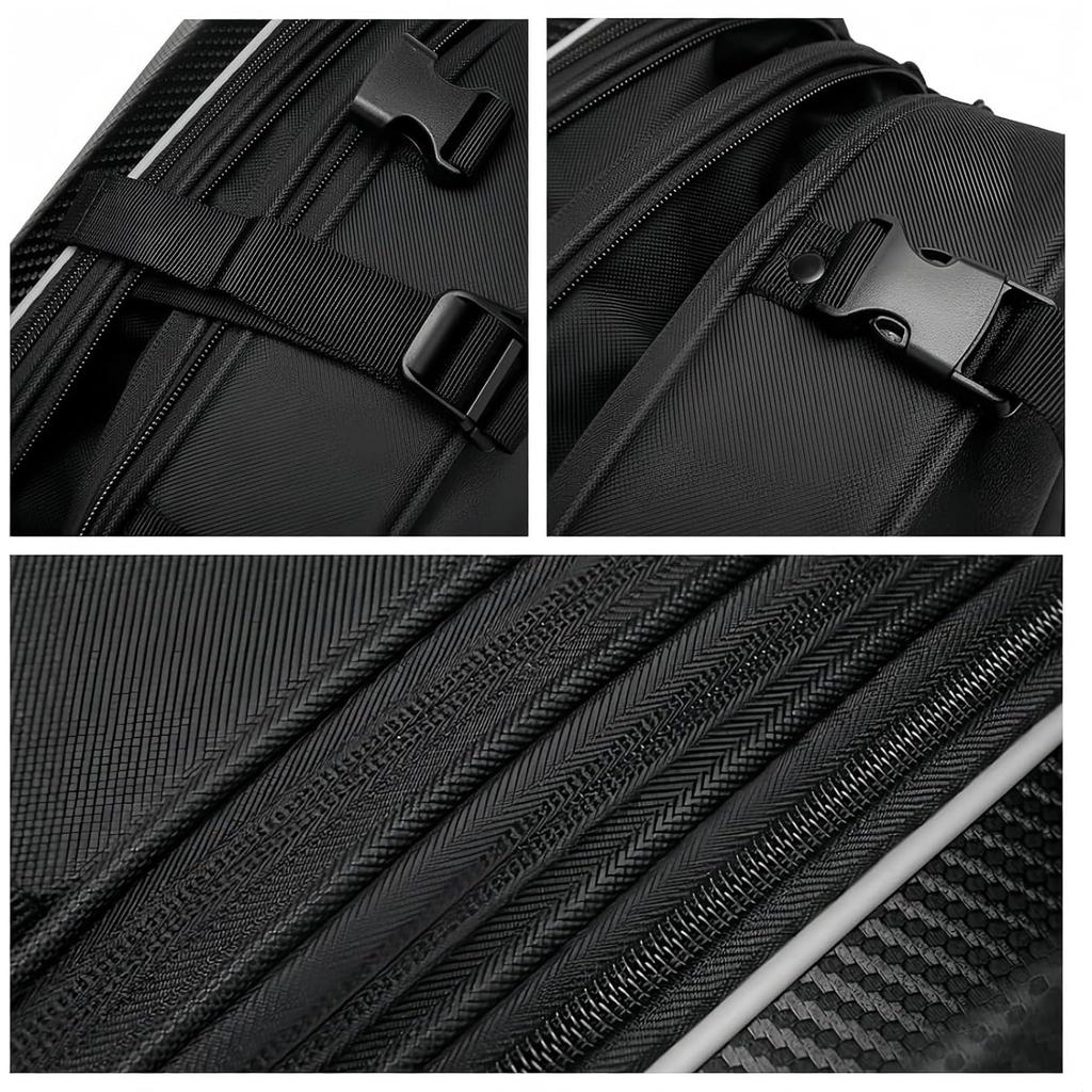 Yubbuio Motorcycle Seat Bag, Carbon Fiber, Expandable Function, Waterproof, Durable, Backpack with Lock, Built-In