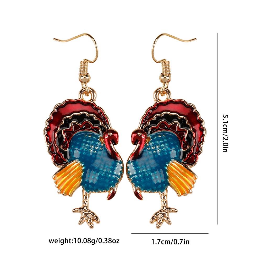 12 Styles Turkey Collection Drop Earrings Colorful Enamel Ear Stud For Women Gilrs Thanksgiving Day Party Jewelry Festival Gift