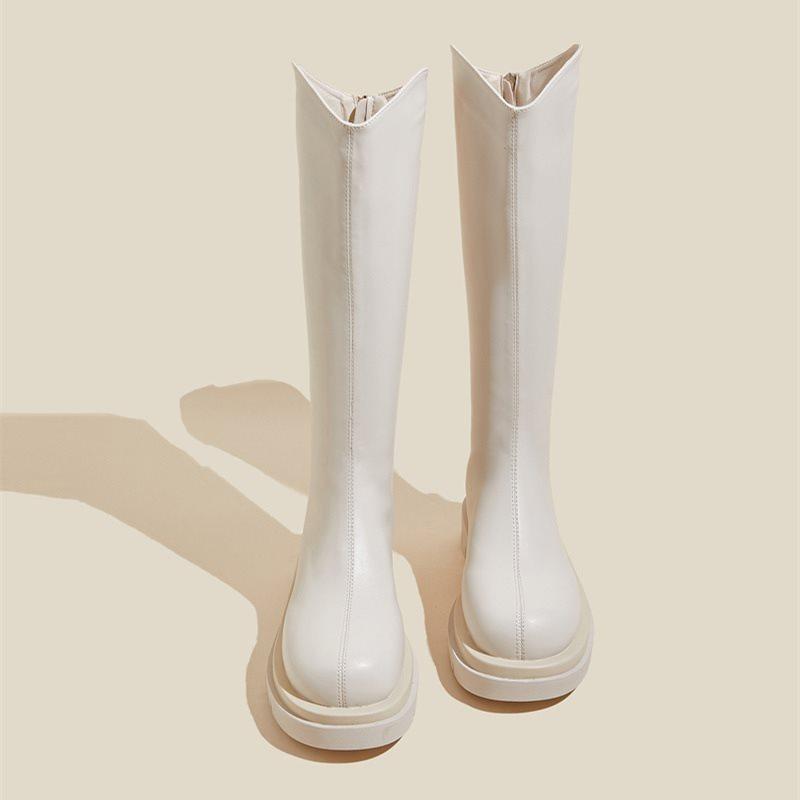 2025 long boots knight boots medium tube new autumn and winter small tall boots velvet long boots thick-soled Martin boots women