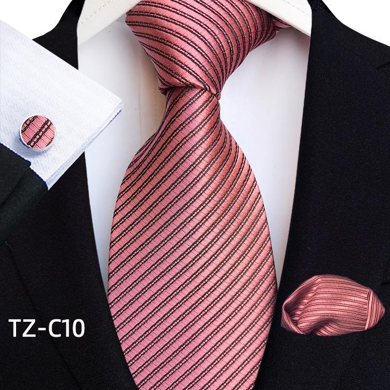 Men's Black Business Tie Gift Set: Striped & Plain Ties, Pocket Square, Tie Clip
