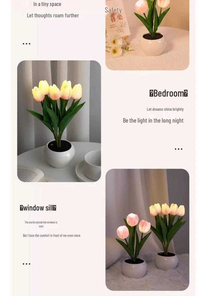 Elegant Tulip Night Light: High-End Decorative Bedside Lamp for Bedroom Ambiance