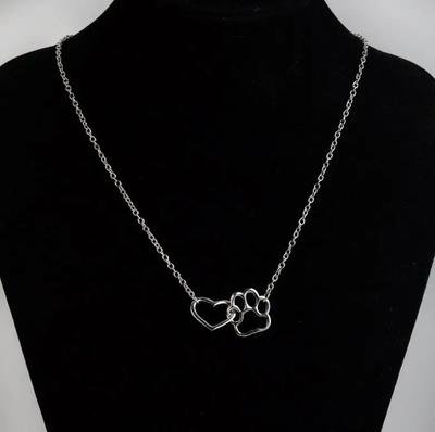 Colliers Avec Pendentif Empreinte de Patte d'Animal Creuse Colliers Mignon Animal Chien Chat Cœur d'Amour Pendentif Pour Femmes Filles Bijoux Choker