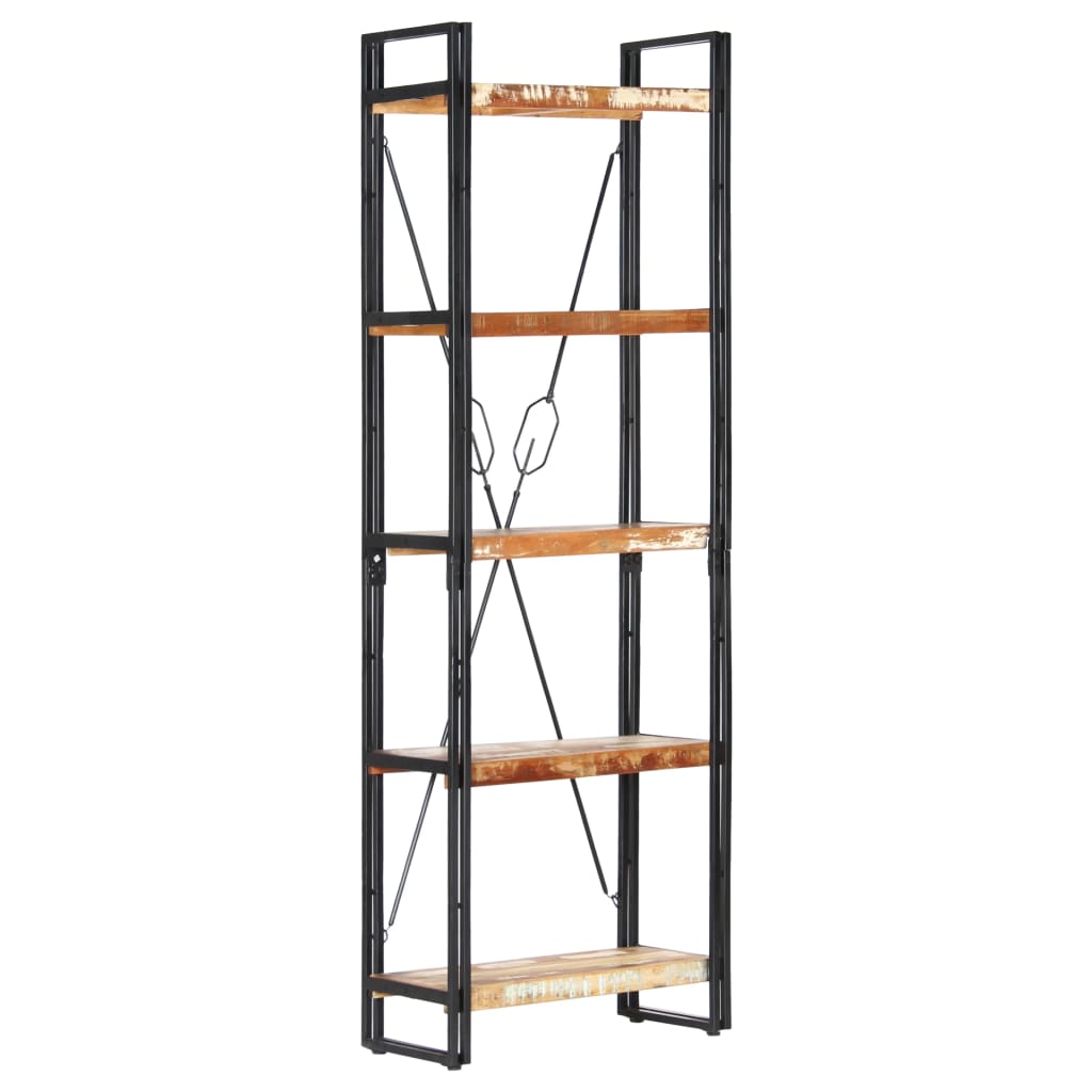 5 Shelf Bookshelf 60 X 30 X 180 Cm Reclaimed Wood Brown